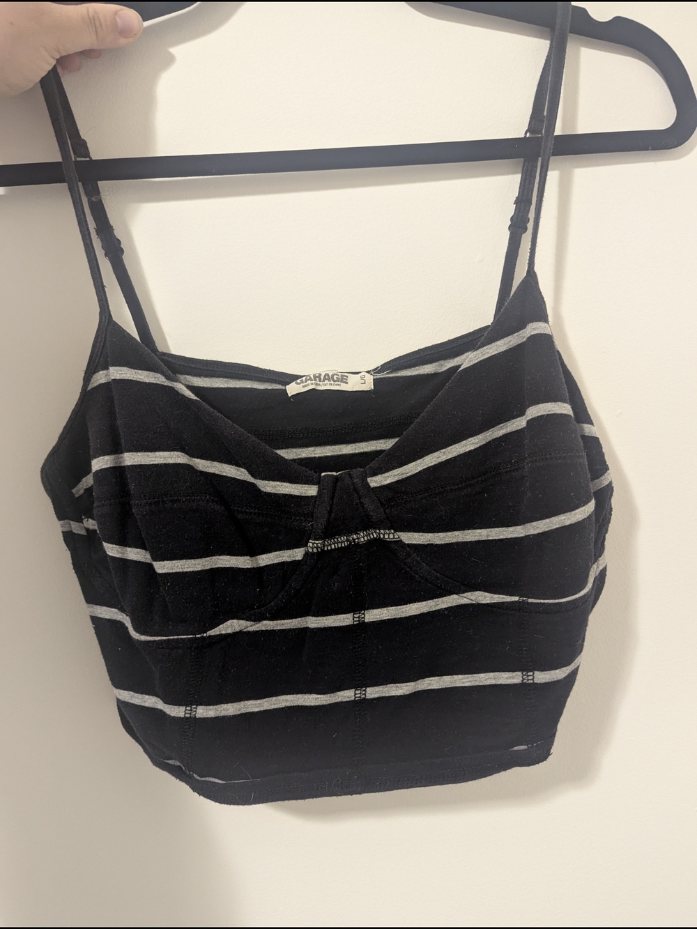 Garage Black & Gray Striped Cropped Tank